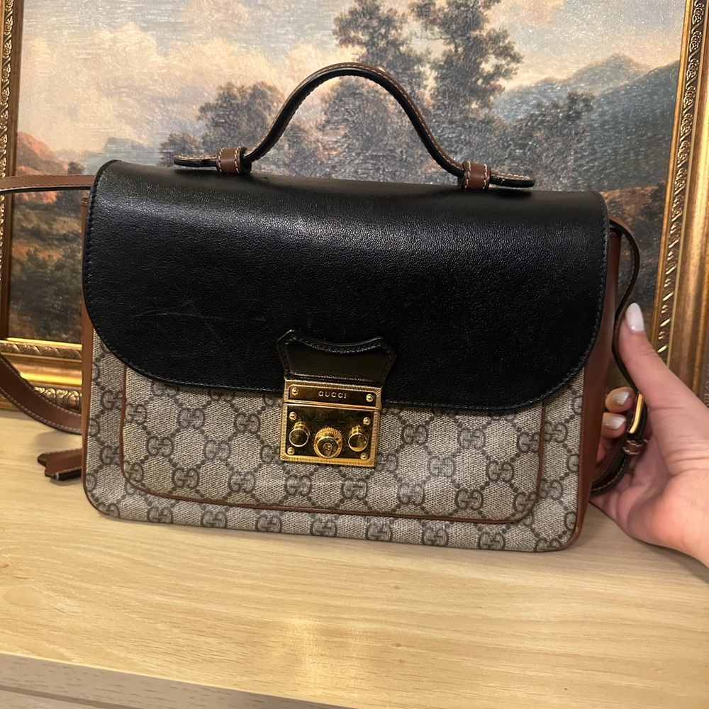 Gucci Canvas Padlock Shoulder Bag